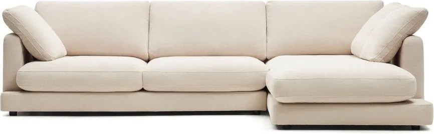 Beżowy narożnik z tkaniny szenilowej (prawostronny/z szezlongiem) Gala – Kave Home