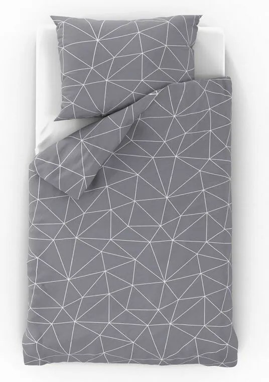 Kvalitex Bawełniana pościel Nordic Grid szary, 140 x 220 cm, 70 x 90 cm