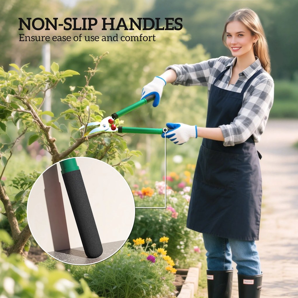 Outsunny Zestaw nożyc ogrodowych 2-częściowy, długość ostrza 40 cm, nożyce do gałęzi z powłoką nieprzywierającą