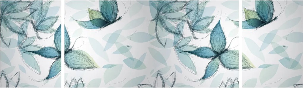 Obraz - Niebieskie motyle (170x50 cm)