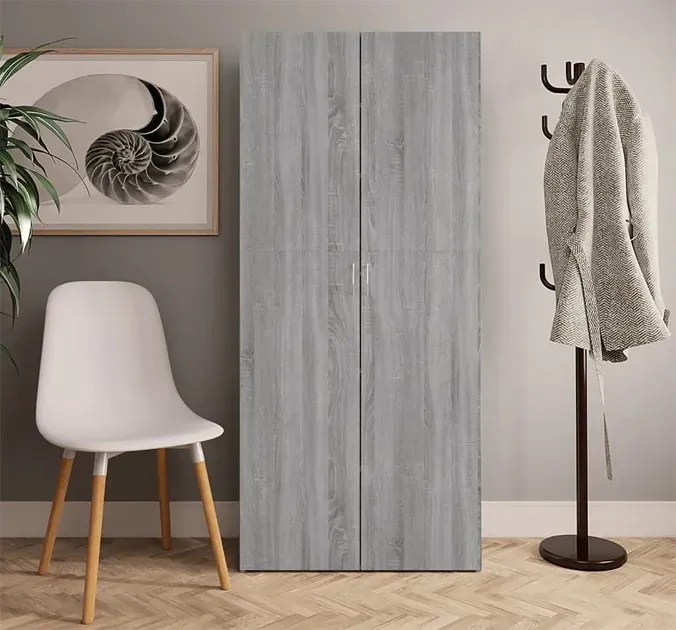 Wysoka szafa na buty z półkami szary dąb sonoma B9-N49