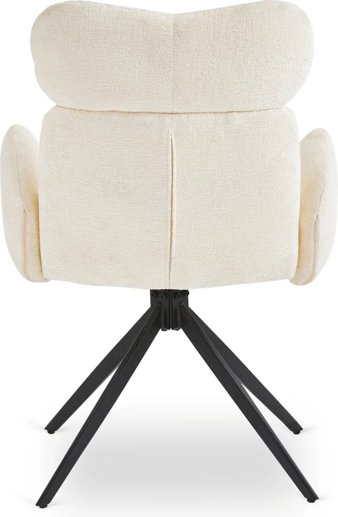 Krzesło Tapicerowane Obrotowe ALVARO Kremowe Boucle Nowoczesne