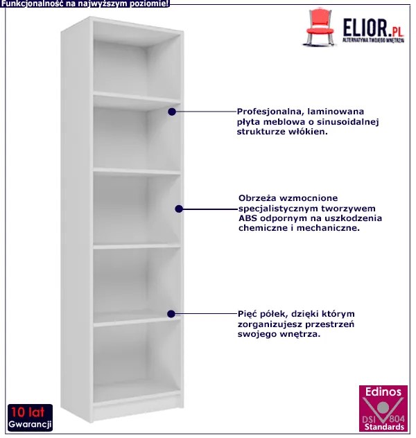 Biały minimalistyczny regał biurowy - Subtil