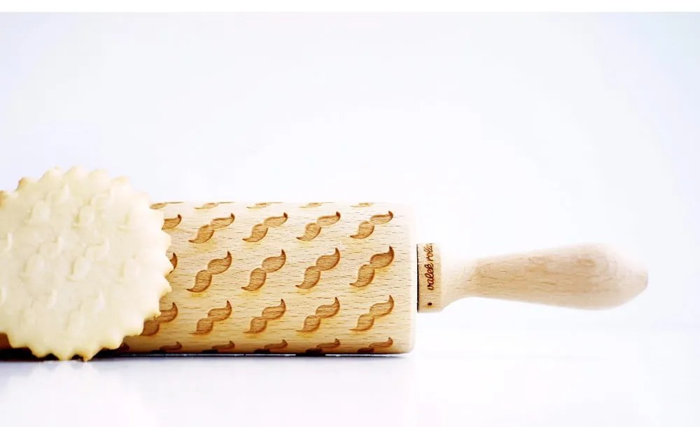 Drewniany grawerowany wałek do ciasta Valek Mustache
