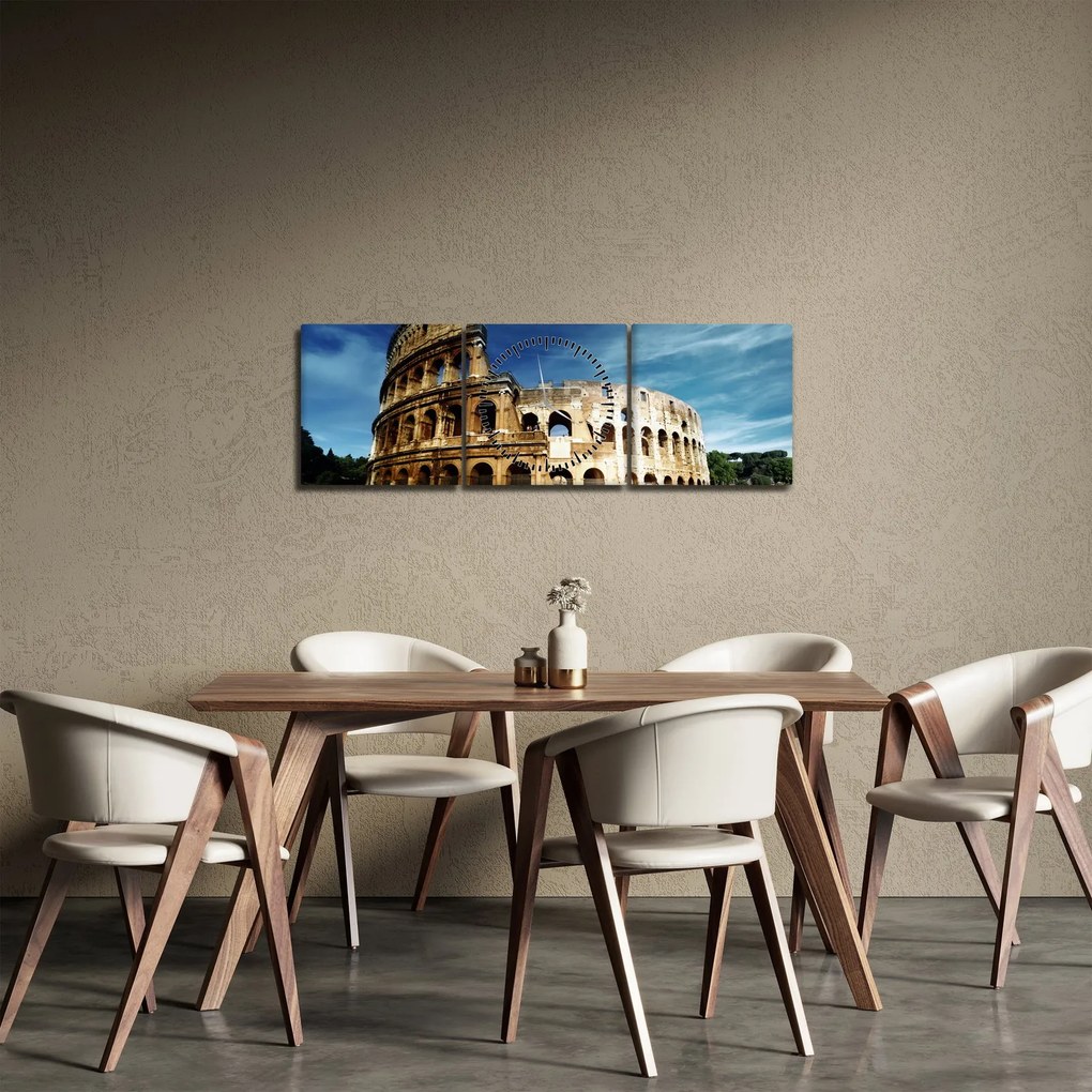 Obraz - Koloseum w Rzymie, Włochy (z zegarem) (90x30 cm)