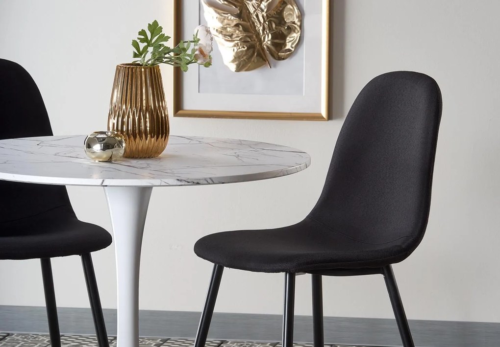 Stół kawiarniany na jednej nodze Denver imitacja białego marmuru