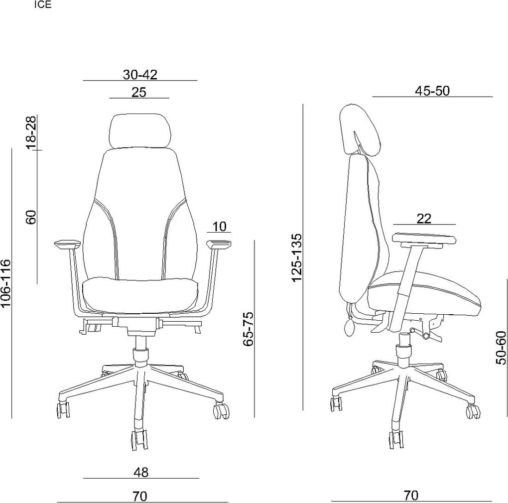 Ergonomiczny fotel biurowy Ice 24/7, zgodny z normą BHP