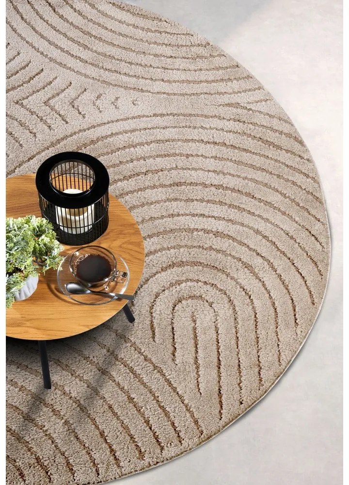 Szarobrązowy okrągły dywan ø 200 cm Panglao New York Taupe – Elle Decoration
