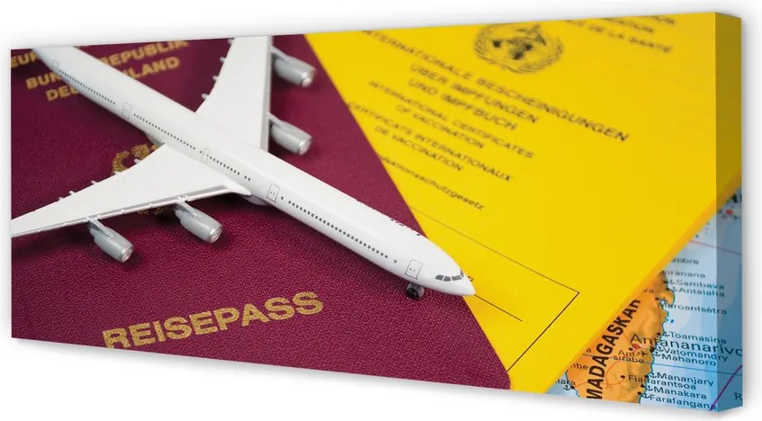 Obraz na płótnie Atrybuty Podróżnika: Paszport i Mapa