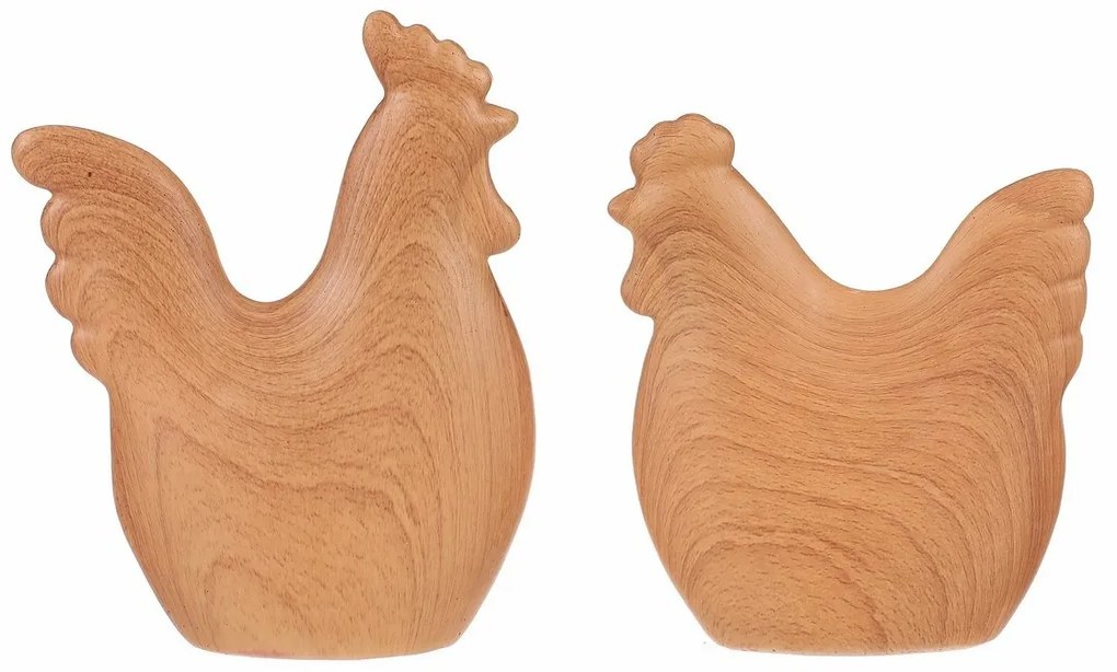 Dekoracje wielkanocne Kura i kogut, 12 x 3 x 14cm, zestaw 2 sztuki, żywica poliestrowa