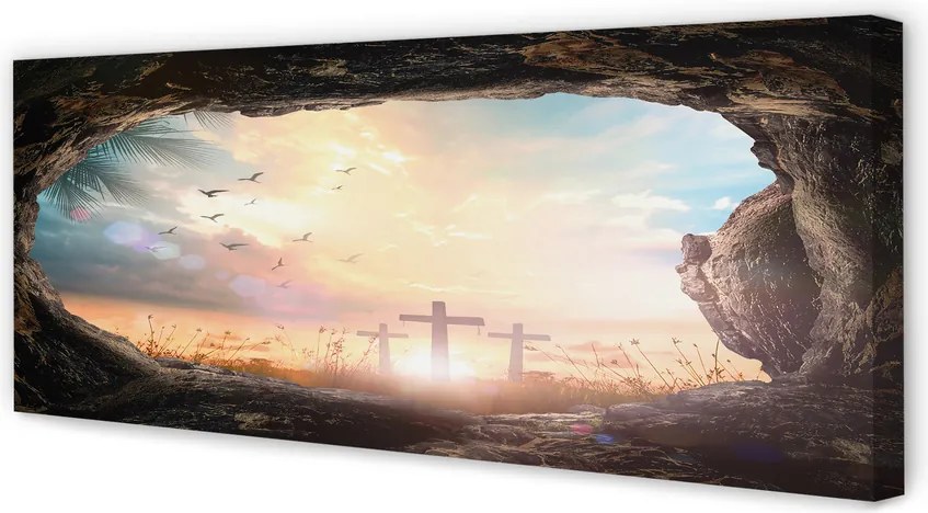 Zdjęcie na płótnie Jaskinia z Krzyżami i Ptakami