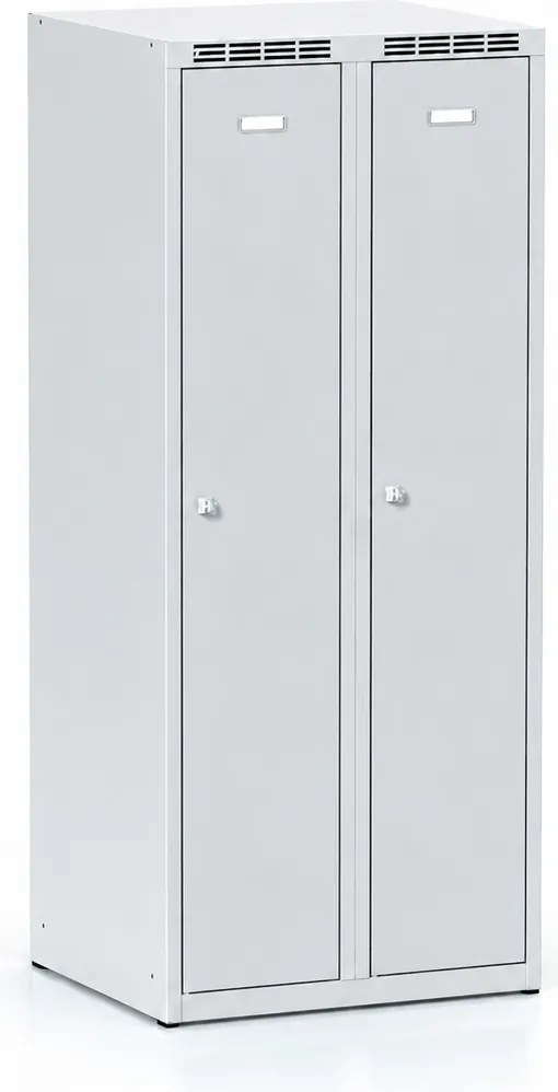 Metalowa szafka ubraniowa S7, 2-drzwiowa, 1500 x 600 x 500 mm, demontaż, zamek obrotowy, drzwi szare