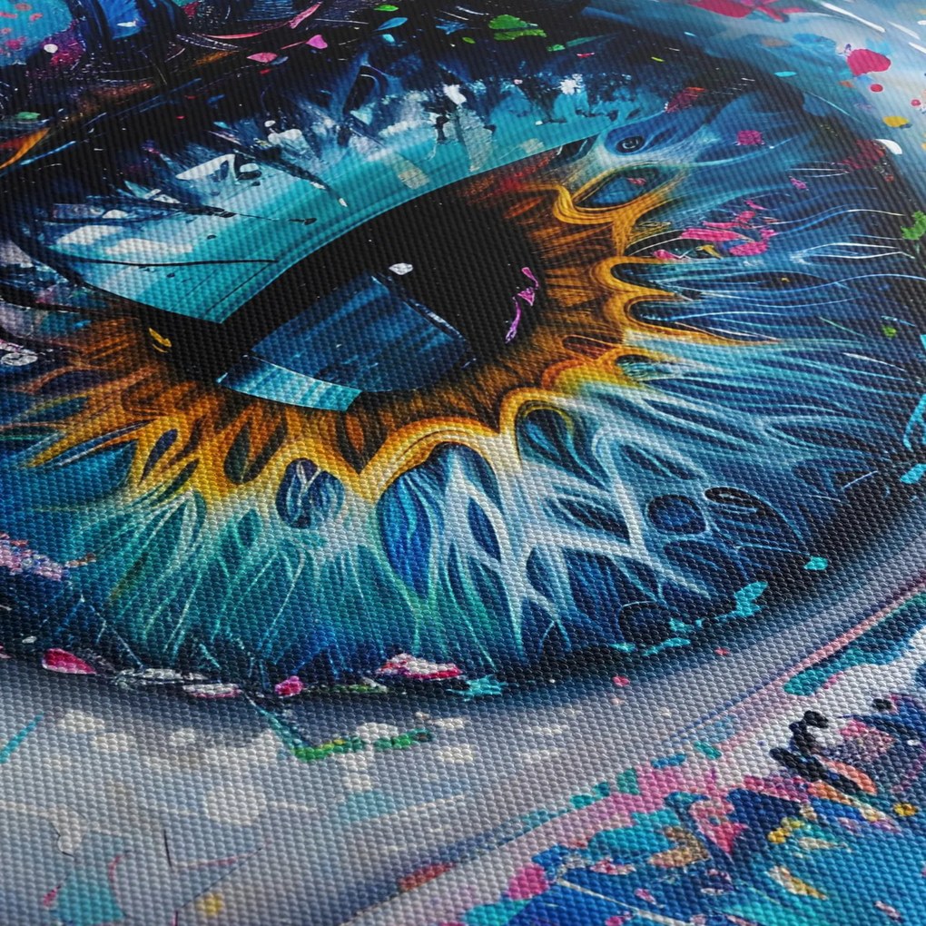 Obraz - Malowanie oczu (z zegarem) (90x30 cm)