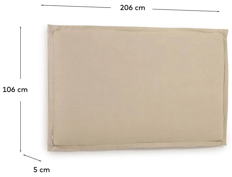 Beżowy tapicerowany zagłówek 206x106 cm Tanit – Kave Home