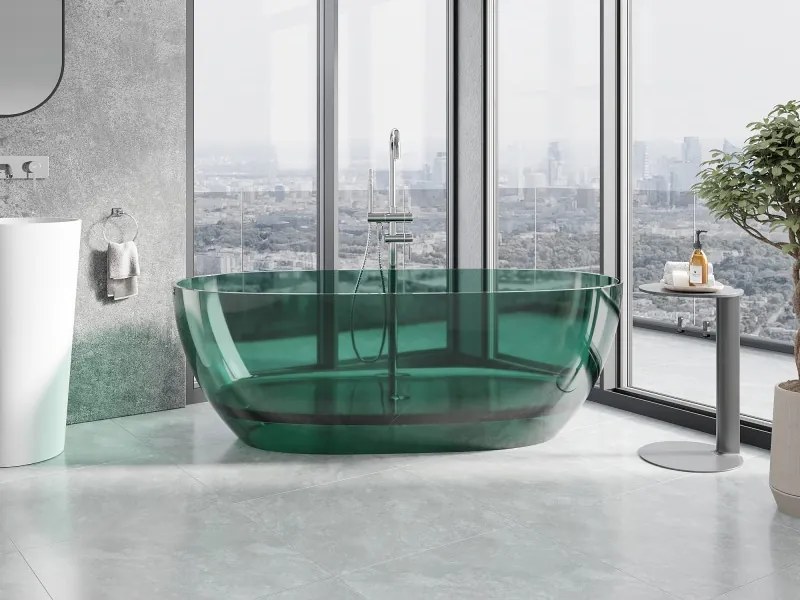Mexen Pure wanna wolnostojąca transparentna 170 x 80 cm, teal, korek chrom - 58071708011