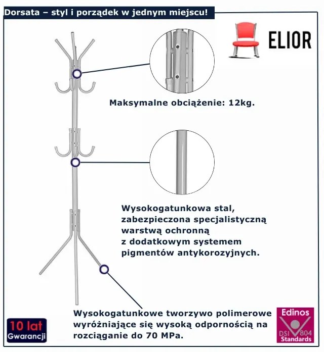 Klasyczny biały wieszak na ubrania H8-N40