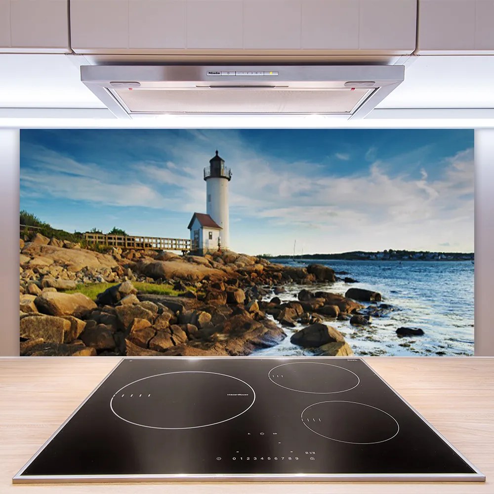 Panel Szklany do Kuchni Klasyczna Latarnia na Brzegu