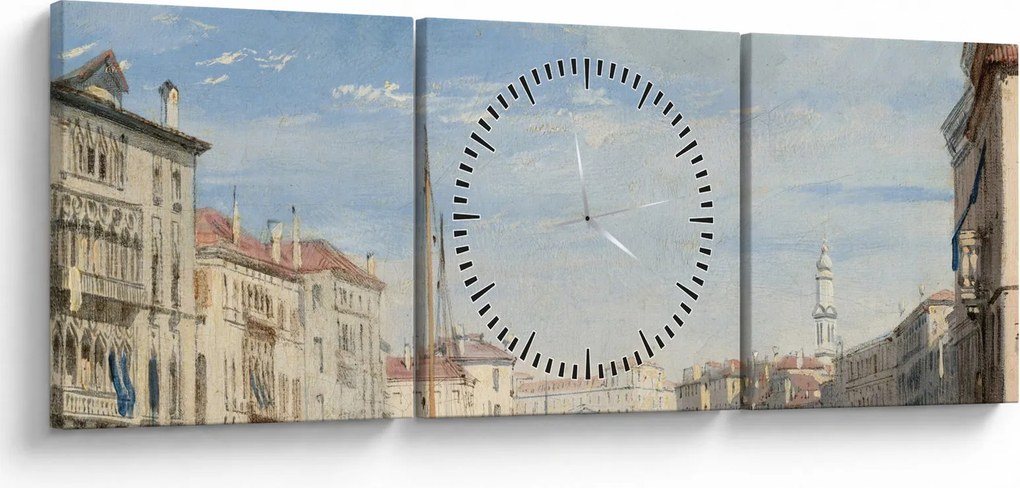 Obraz - Richard Parkes Bonington, The Grand Canal, reprodukcje (z zegarem) (90x30 cm)