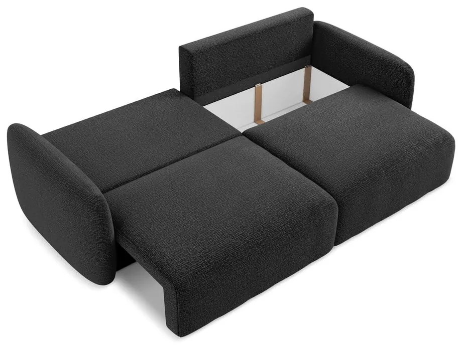 Czarna rozkładana/ze schowkiem sofa 238 cm Kalena – Makamii