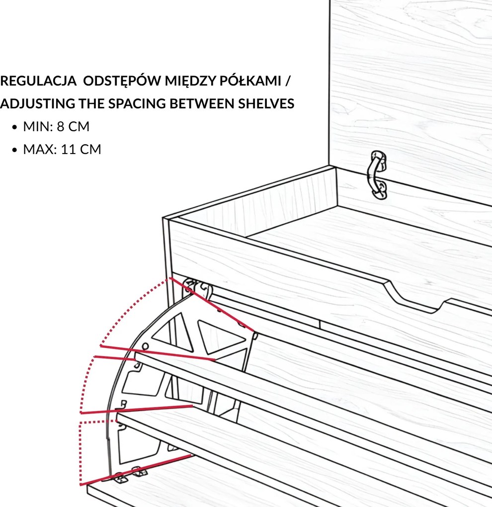 Szafka na buty z siedziskiem i wysuwanymi półkami GRADIA, 100 x 34 x 50 cm