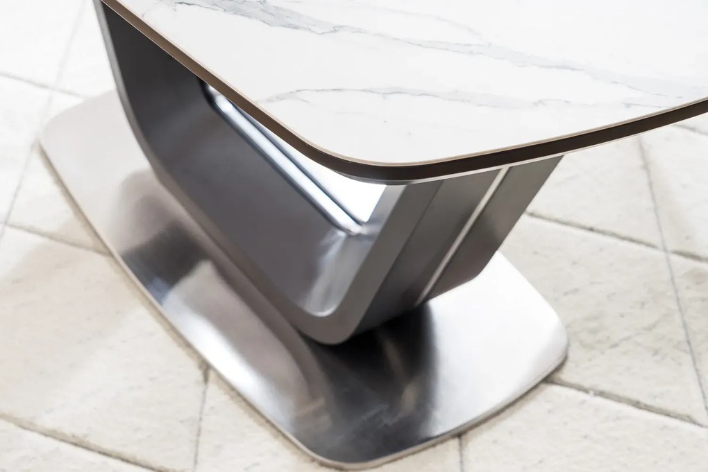 STÓŁ ARMANI CERAMIC BIAŁY EFEKT MARMURU/ CZARNY MAT 160(220)X90 SIGNAL