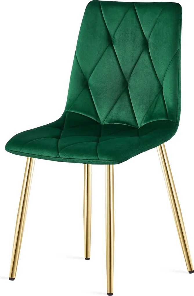 Zielone krzesło do kuchni LIBRA aksamitne ze złotymi nogami