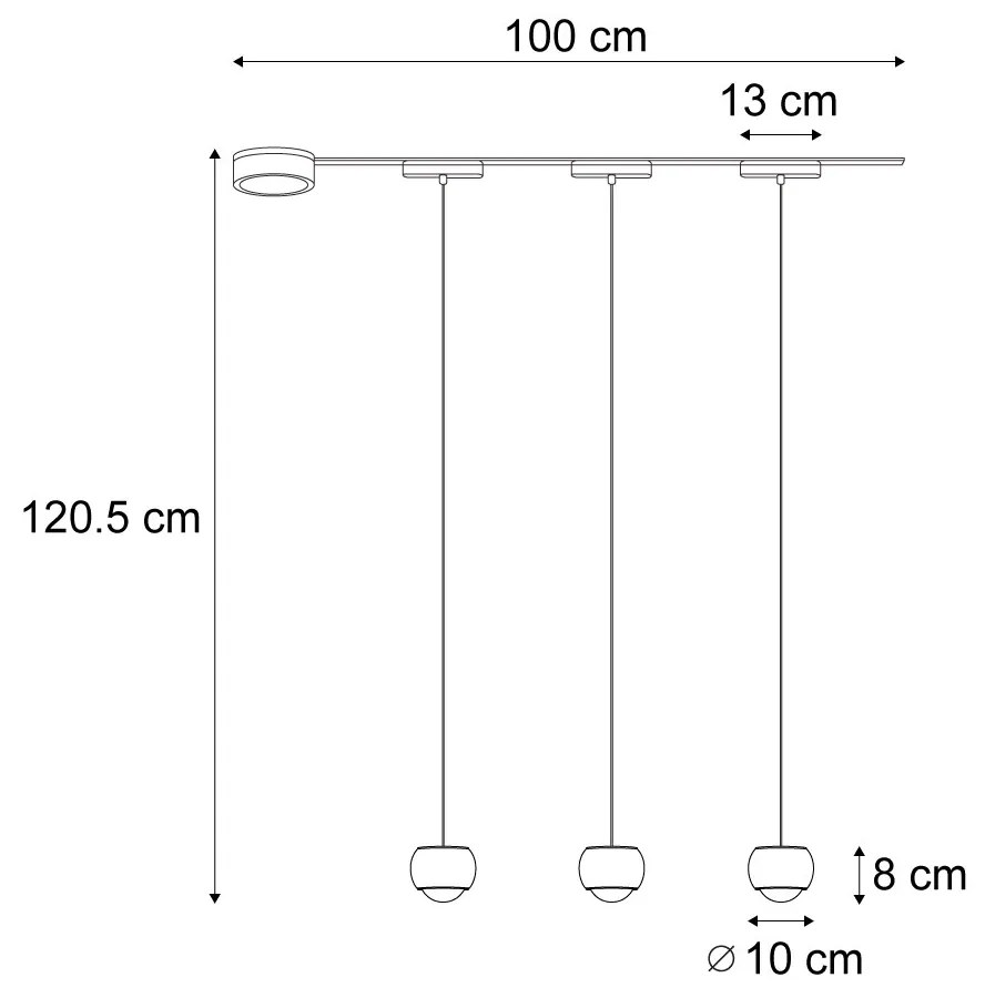 Nowoczesny system oświetlenia szynowego z 3 czarnymi lampami wiszącymi 1-fazowymi - Magnetic Lance Nowoczesny Oswietlenie wewnetrzne