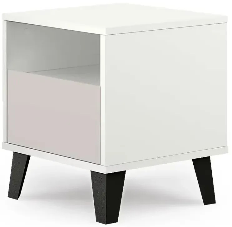 Skandynawski stolik nocny z szufladą biały + kaszmir W0-P34