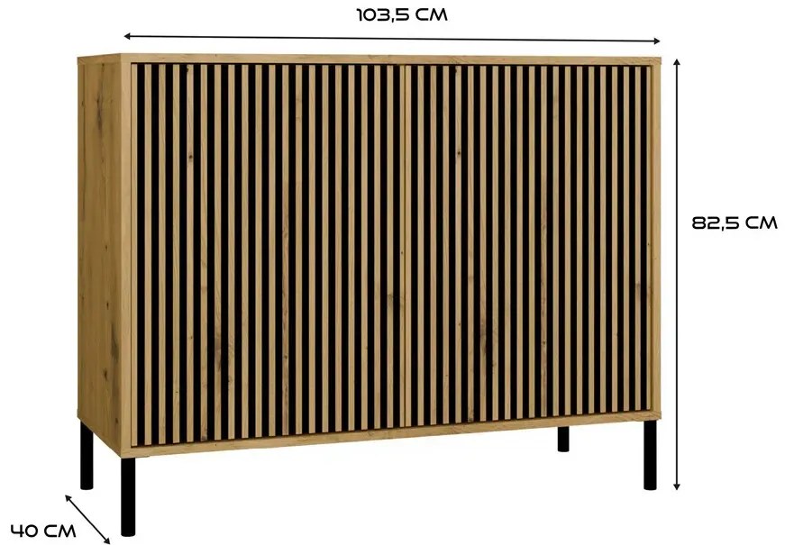 Komoda na nóżkach z lamelami dąb artisan C7-D31