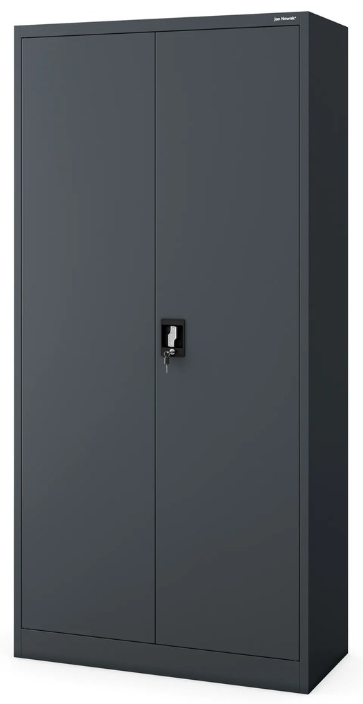 Biurowa szafa metalowa na akta JAN, 900 x 1850 x 400 mm, antracytowa