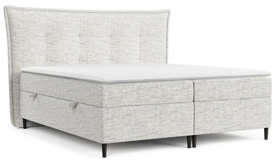 Jasnoszare łóżko boxspring ze schowkiem 140x200 cm Sinai – Maison de Rêve