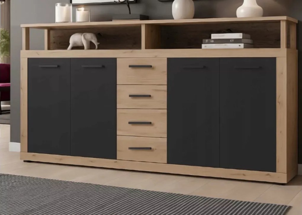 Komoda Meshmatics z szufladami i otwartymi wnękami 190cm – elegancka i pojemna