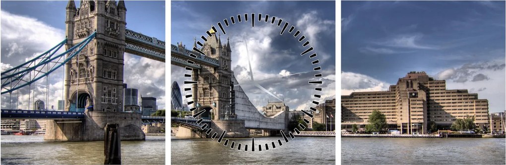 Obraz - Tower Bridge w Londynie (z zegarem) (90x30 cm)