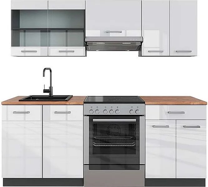 Aneks kuchenny biały wysoki połysk/antracyt 200x60x81.6 r-line