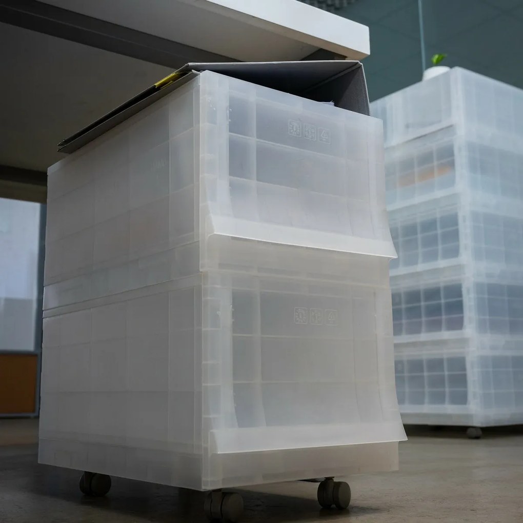 Modułowy pojemnik Wave Junior Mist z kółkami 43,4x 27,2 x 22 cm, wąski - 1 szuflada - kółka