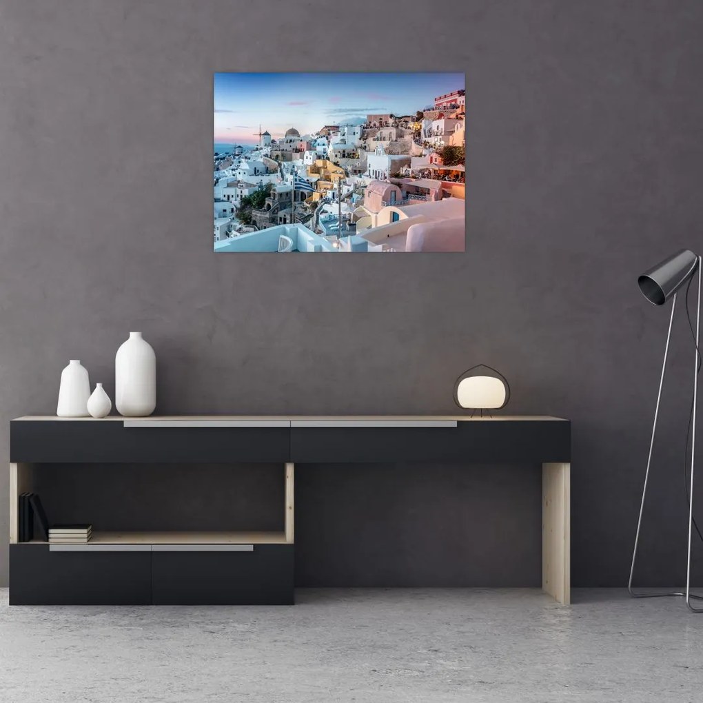 Obraz na szkle - Zmierzch na Santorini (70x50 cm)