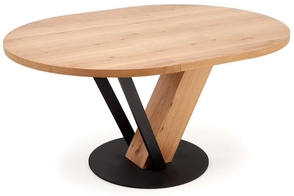 Stół do jadalni okrągły, rozkładany MDF naturalny 120-160/120/78 cm FANIS