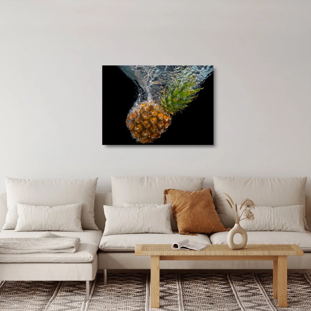 Obraz na szkle - ananas w wodzie (70x50 cm)