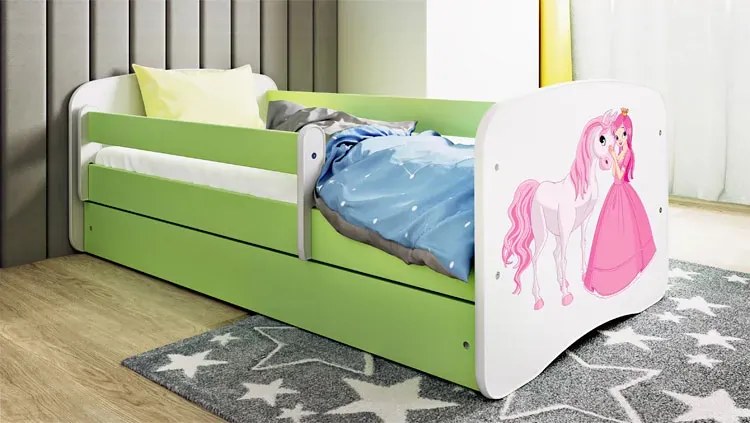 Łóżko dziecięce ze stelażem Rostok 2X mix 70x140 - zielone