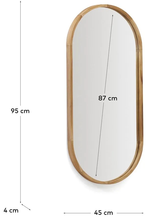 Lustro z drewnianą ramą ścienne 45x95 cm Magda – Kave Home