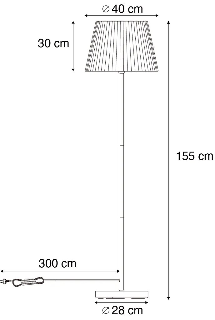 Zewnetrzna Zewnętrzna lampa podłogowa czarna z zielonym kloszem ze sznura IP44 - Virginia JaylaJapandi Oswietlenie zewnetrzne