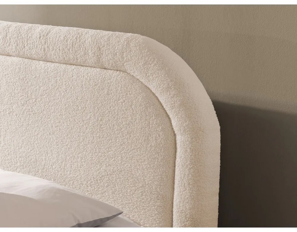 Beżowe łóżko kontynentalne ze schowkiem 160x200 cm Ornes – Ropez