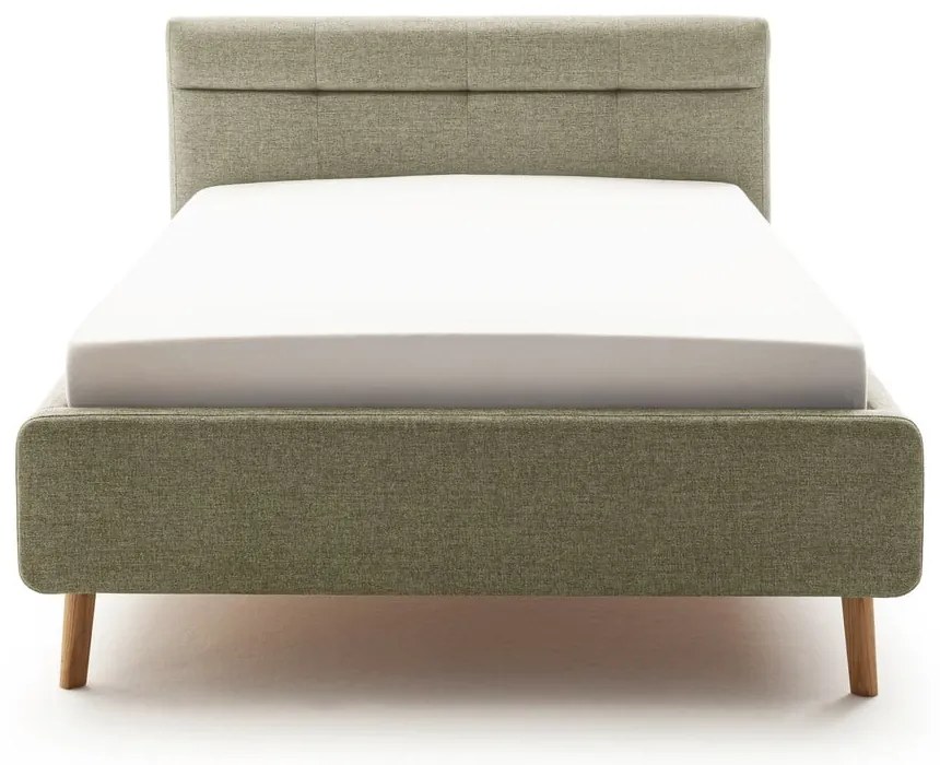 Zielone tapicerowane łóżko dwuosobowe ze schowkiem i stelażem 140x200 cm Lotte – Meise Möbel