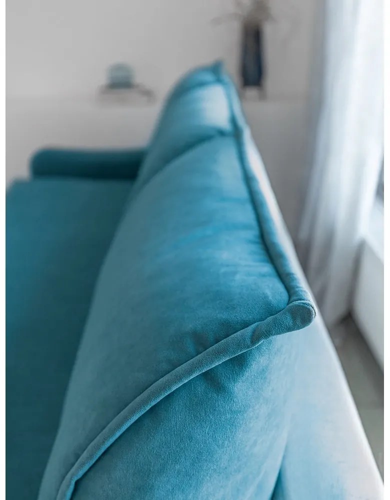 Turkusowa aksamitna rozkładana sofa Miuform Tender Eddie