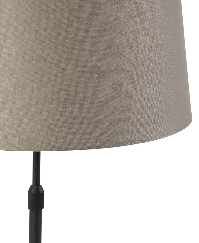 Lampa stołowa czarna z abażurem z lnu w kolorze taupe 35 cm regulowana - ParteWiejski/ Rustykalny / Vintage Oswietlenie wewnetrzne