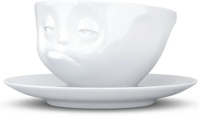 Biała porcelanowa nadąsana filiżanka ze spodkiem 58products