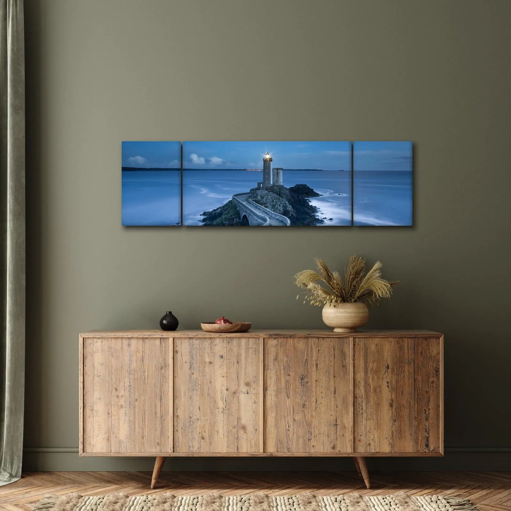 Obraz latarni morskiej i morza (170x50 cm)