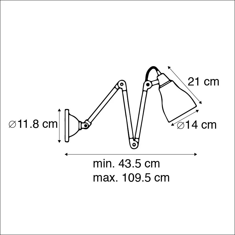 Industrialna lampa ścienna szara regulowana - Mersey