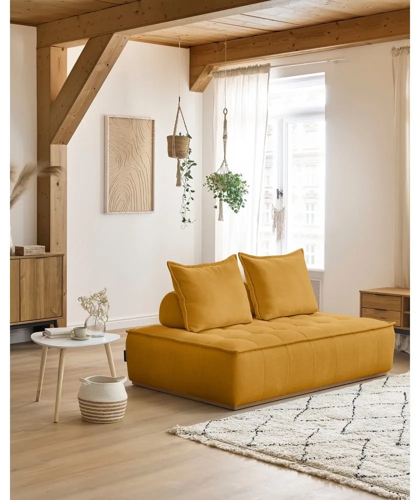 Musztardowa sofa z tkaniny szenilowej 175 cm Elisa – Bobochic Paris