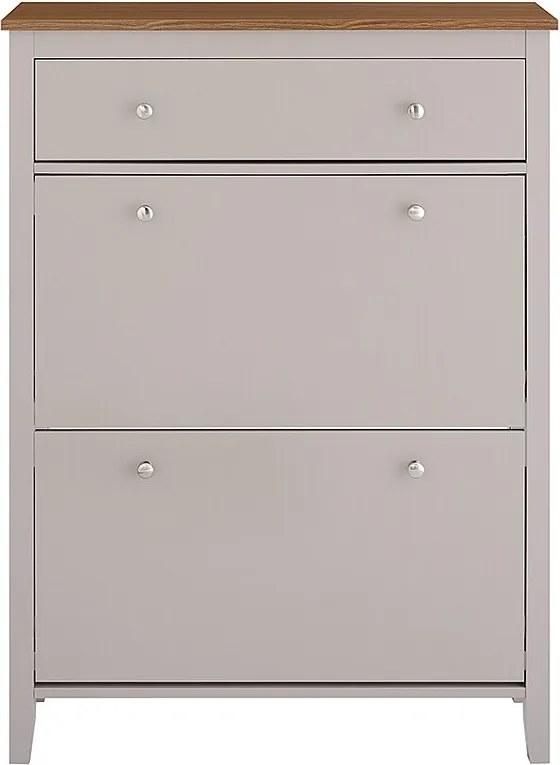 Szafka na buty uchylna z 2 klapami i szufladą na 12 par w jasnym brązie